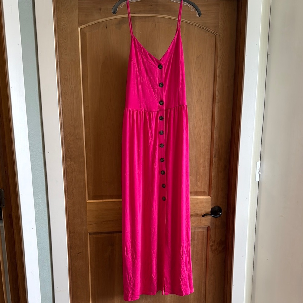 Vibrant Pink Button-Down Dress